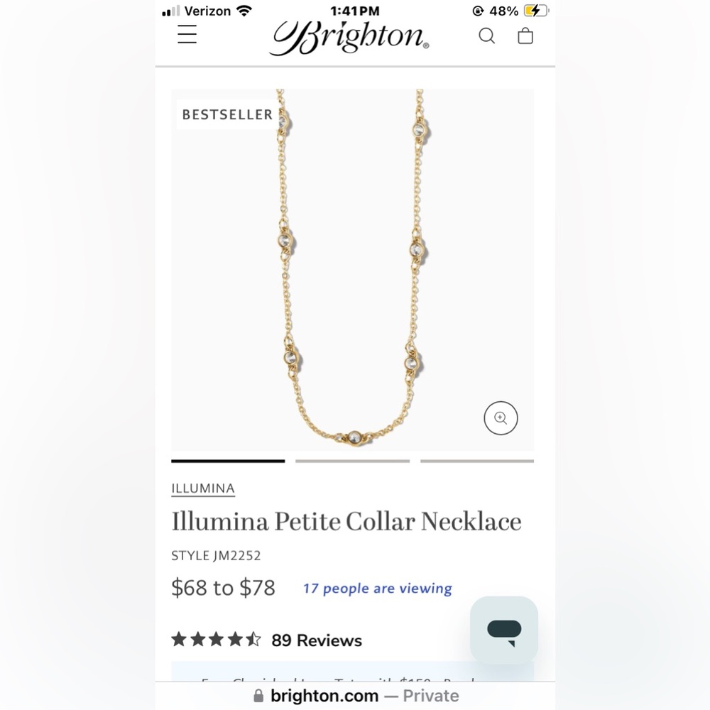 ❤️BRIGHTON ILLUMIA PETITE NECKLACE GOLD NWT - Picture 6 of 7